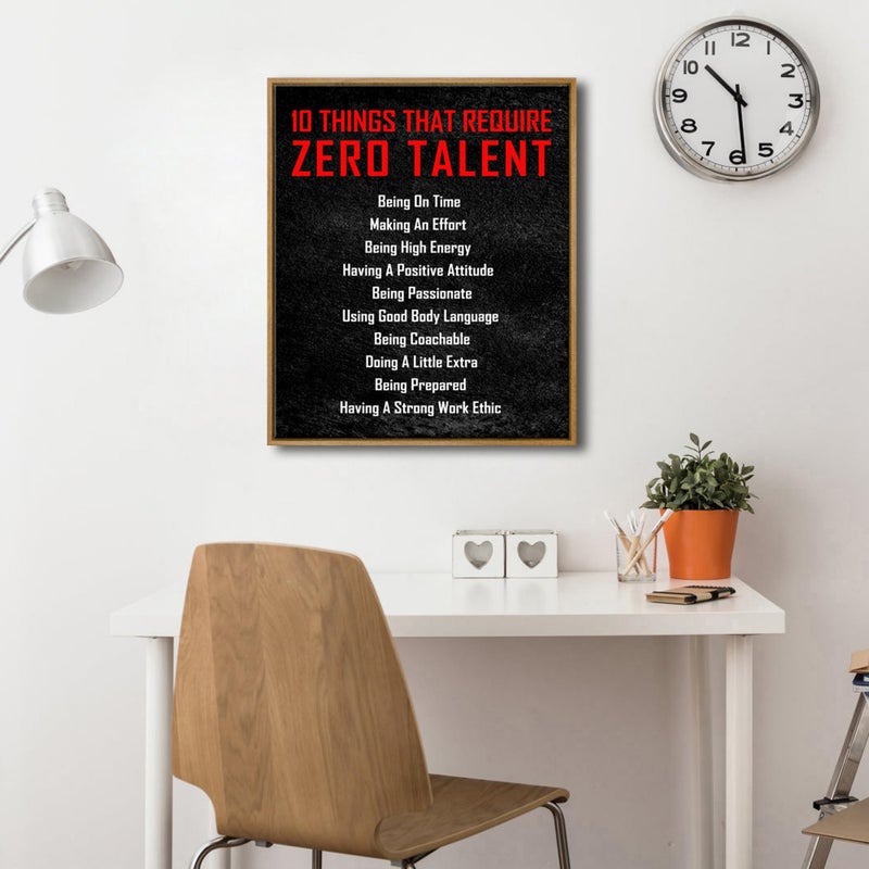 Pyradecor Large Framed Canvas Wall Art Inspirational Poster Motivational 10 Things that Require Zero Talent Office Positive Quotes for Classroom Home Decorations - Image 2