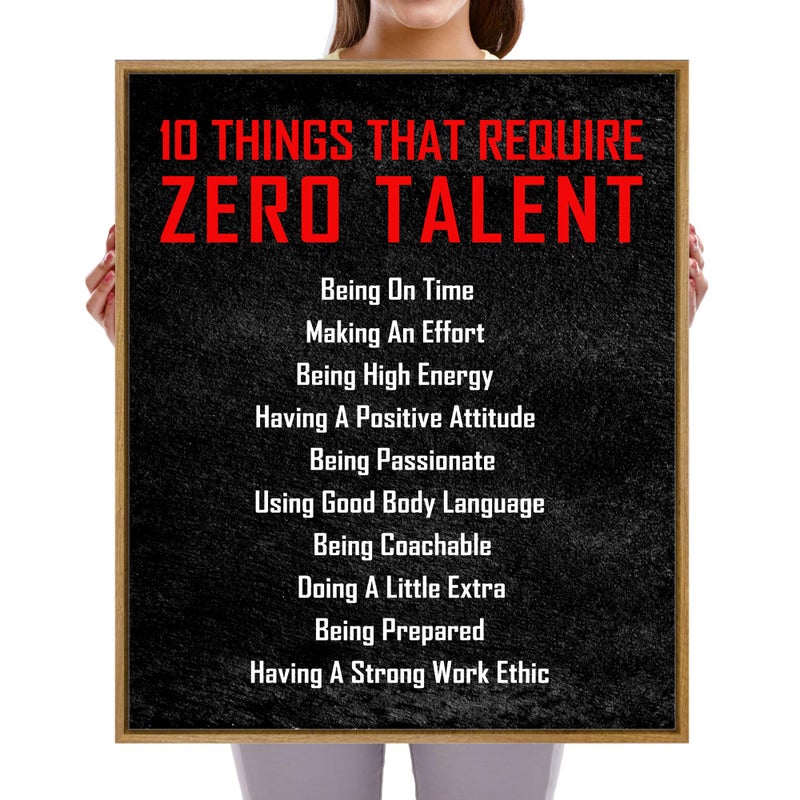 Pyradecor Large Framed Canvas Wall Art Inspirational Poster Motivational 10 Things that Require Zero Talent Office Positive Quotes for Classroom Home Decorations - Image 5
