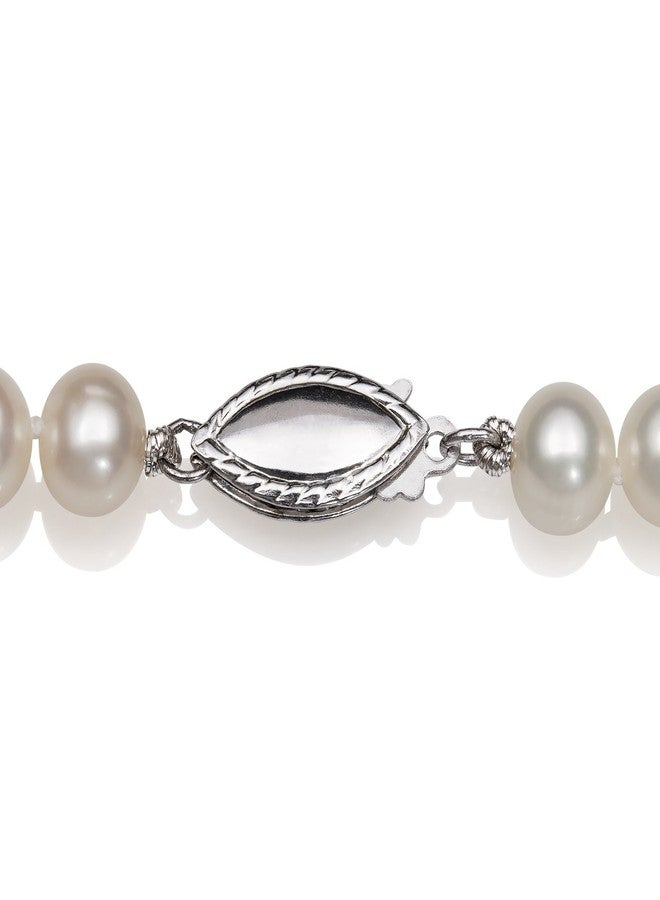 Belacqua AA Quality White Cultured Freshwater Pearl Bracelet in Sterling Silver, Fishhook Clasp, Size- 7.0-8.0 MM, Length- 7.5 Inches, Real Pearl Jewelry for Women, Gift Box Included - Image 3