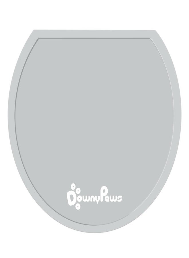DownyPaws حصيرة تغذية القطط المصنوعة من السيليكون من داوني باوز، حصيرة طعام مقاومة للماء للحيوانات الأليفة بحواف مرتفعة، مفارش نافورة مياه للقطط، 14.6 بوصة × 12.6 بوصة، رمادي فاتح - Image 1