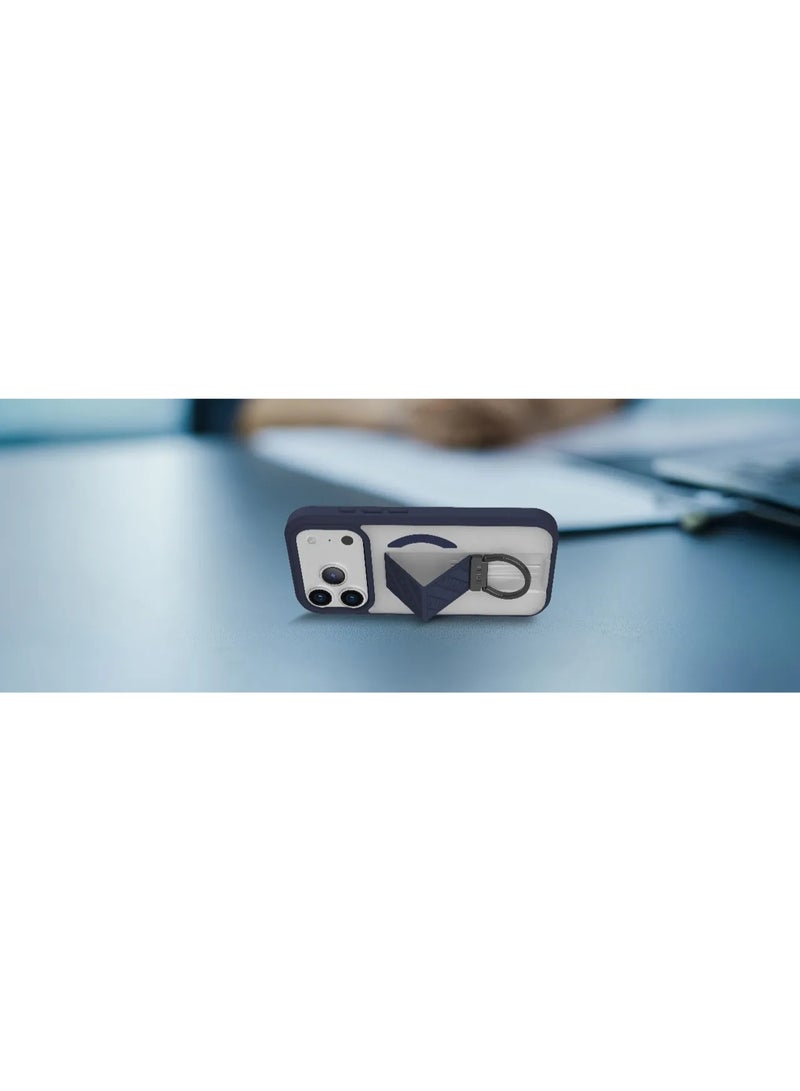 LEVELO iPhone 17 Pro MagSafe Morphix Clara Grip Case with Shock-Resistant Bumper and Strong Magnets/ Back Cover with Versatile D-Ring Stand -Midnight Blue - Image 5