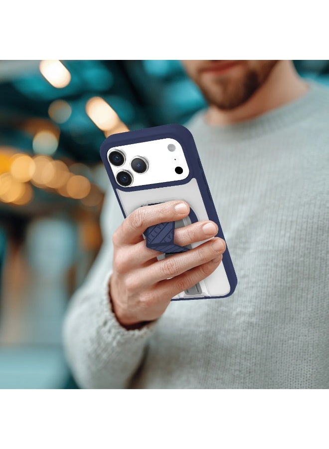 LEVELO iPhone 17 Pro MagSafe Morphix Clara Grip Case with Shock-Resistant Bumper and Strong Magnets/ Back Cover with Versatile D-Ring Stand -Midnight Blue - Image 3