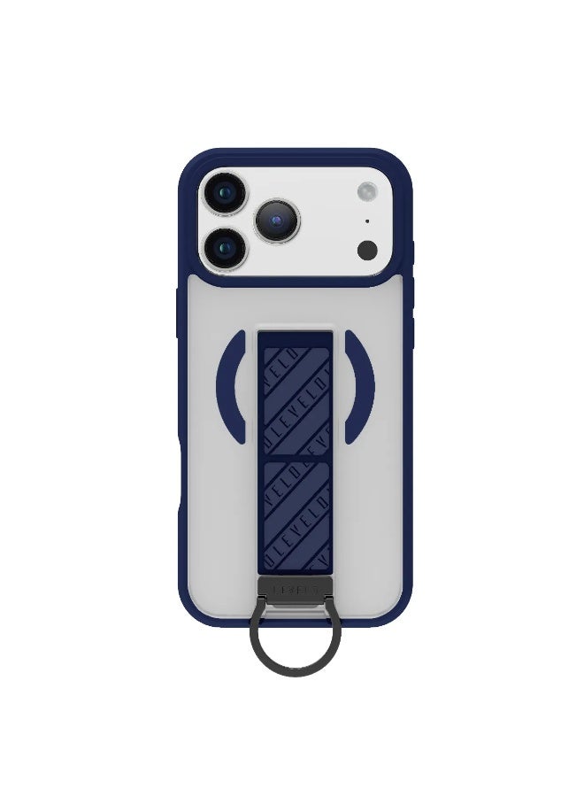 LEVELO iPhone 17 Pro MagSafe Morphix Clara Grip Case with Shock-Resistant Bumper and Strong Magnets/ Back Cover with Versatile D-Ring Stand -Midnight Blue - Image 1