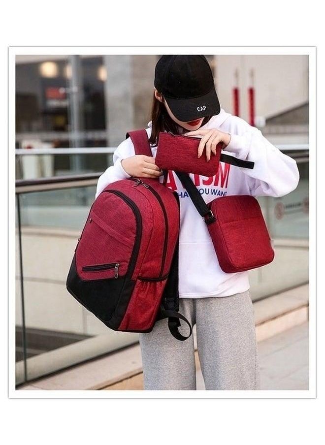 Generic 3PCS School Backpack Set, Portable Casual Daypack, Large Capacity Student Shoulder Bag, Fashion Laptop Backpack, with Sling Crossbody Bag and Storage for Everyday Use  - Image 4