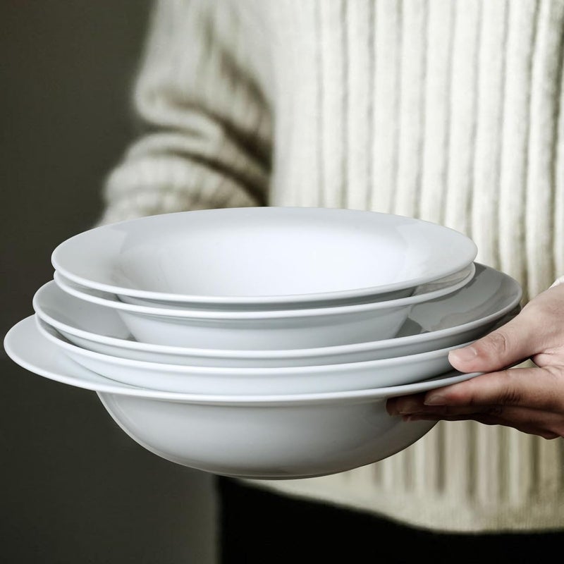 Wareland Large Pasta Bowls 50 Ounces Big Salad Bowls 107 inch White Soup Bowls Ceramic Serving Bowl Set of 4 Wide and Shallow Bowls Set Microwave and Dishwasher Safe - Image 4