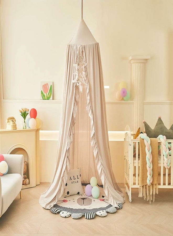 Mengersi Bed Canopy for Girls,Ruffled Canopy Bed Curtains Kids Canopy for Girls Room,Hanging Canopy Princess Play Tent for Reading Nook Play Room Decor (Ivory) - Image 5