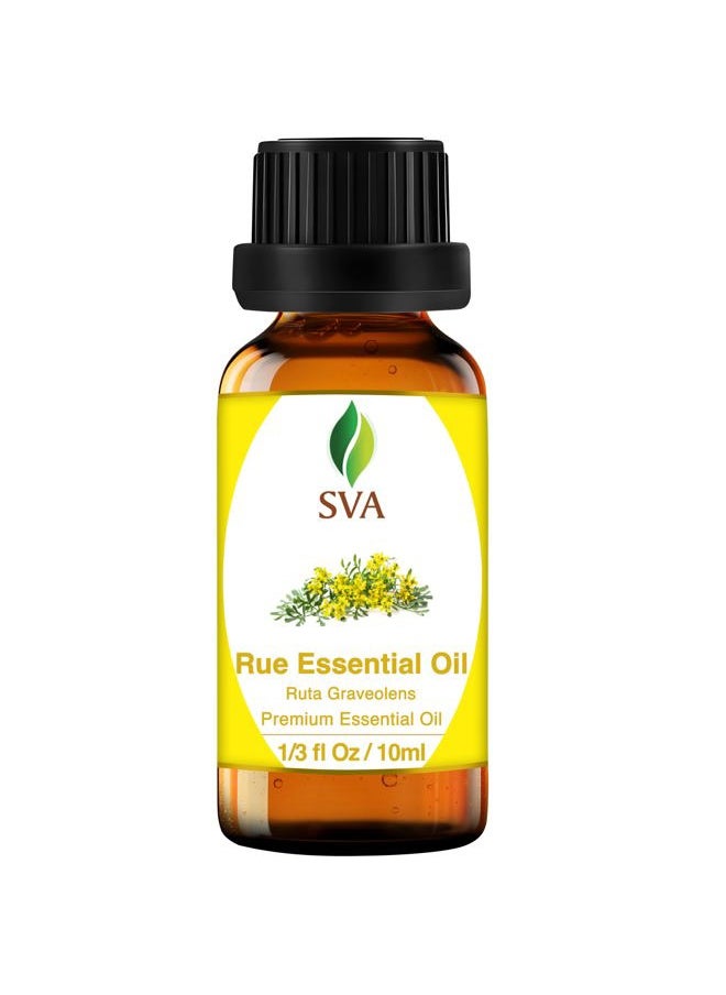 SVA Organics SVA Rue Essential Oil – 1/3 Fl Oz – 100% Natural Rue Oil - for Diffuser, Hair Care, Face, Skin Care, Aromatherapy, Scalp and Body Massage, Soap and Candle Making  - Image 1