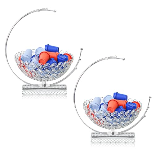 kolnlala Metal Crystal Coffee Pod Holder Candy Basket Elegant Multipurpose Storage Organizer for K Cups Espresso Pods Treats Kitchen Office Home Bar Silver 2 PCS - Image 1