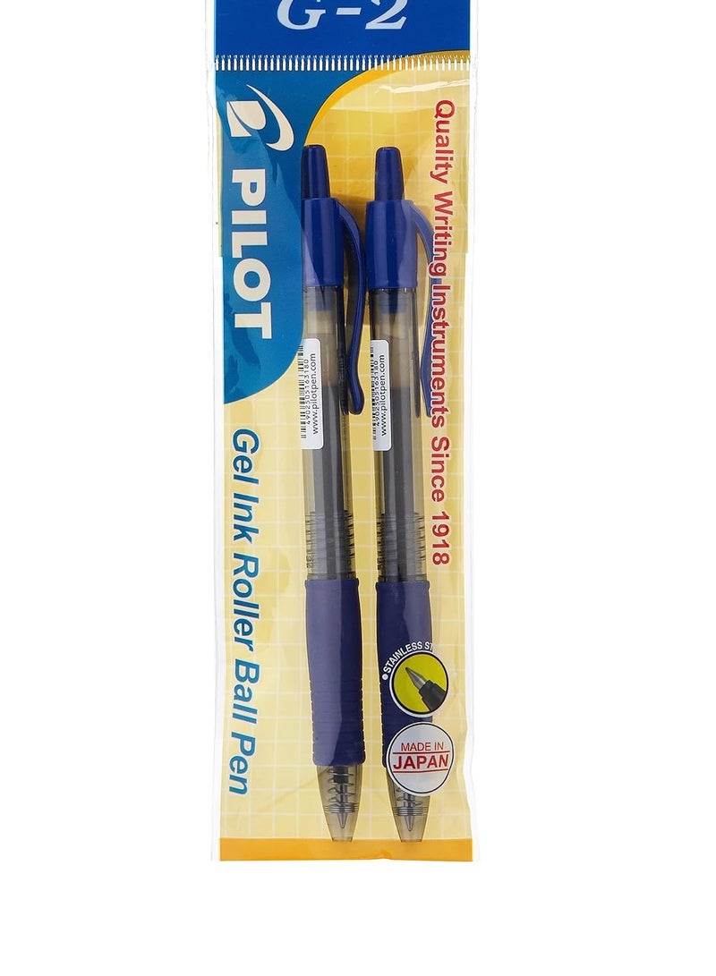 بايلوت أقلام جل بايلوت G2 ذات نقطة رفيعة 0.7 ملم باللون الأزرق عبوة من قطعتين
