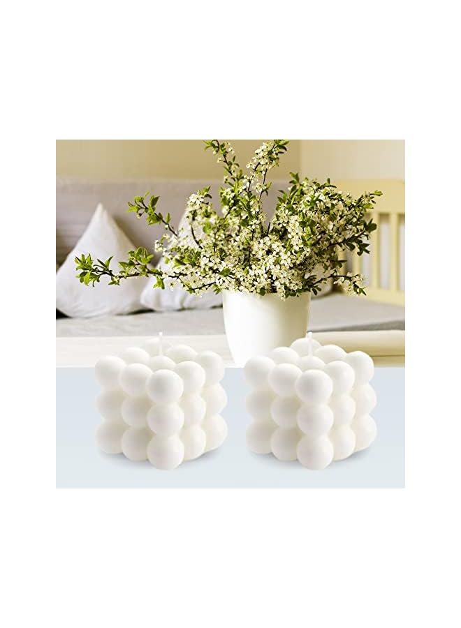Green Tiger Soy Wax White Bubble Candles Set - Cool Shaped, Strong Scented Cube Funny Aesthetic Candle for Trendy Home Room Shelf Decor (2 Pack) - Image 2