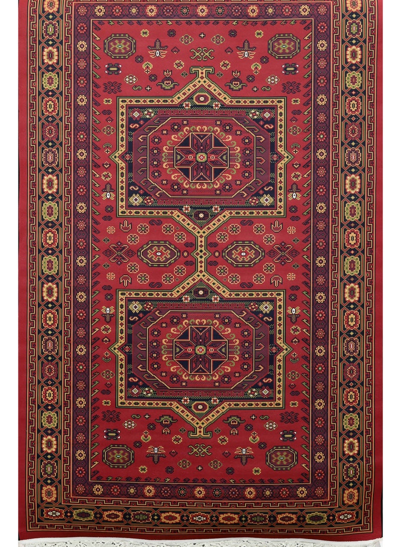 Alkaffary Bashayer Area Rug, Living Room & Majlis Rug, Luxury Heritage Arabic Design High-Quality Materials, 200X300 cm, Red - Image 2