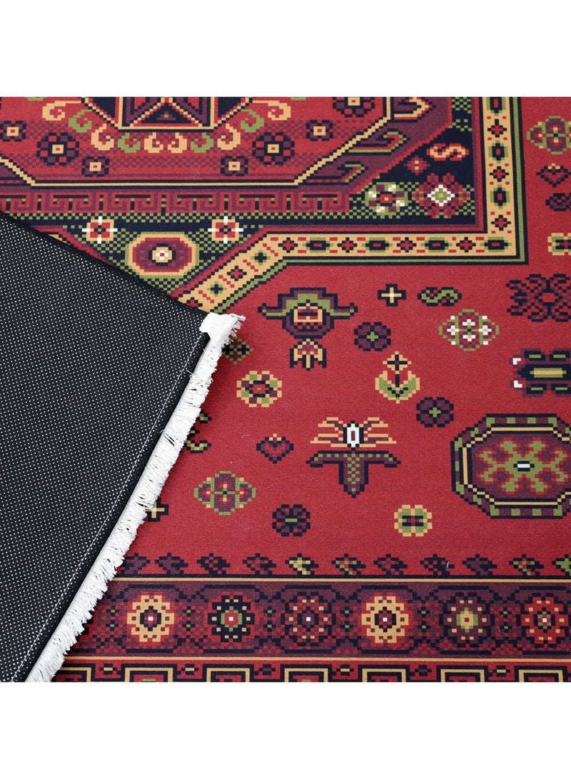 Alkaffary Bashayer Area Rug, Living Room & Majlis Rug, Luxury Heritage Arabic Design High-Quality Materials, 200X300 cm, Red - Image 3