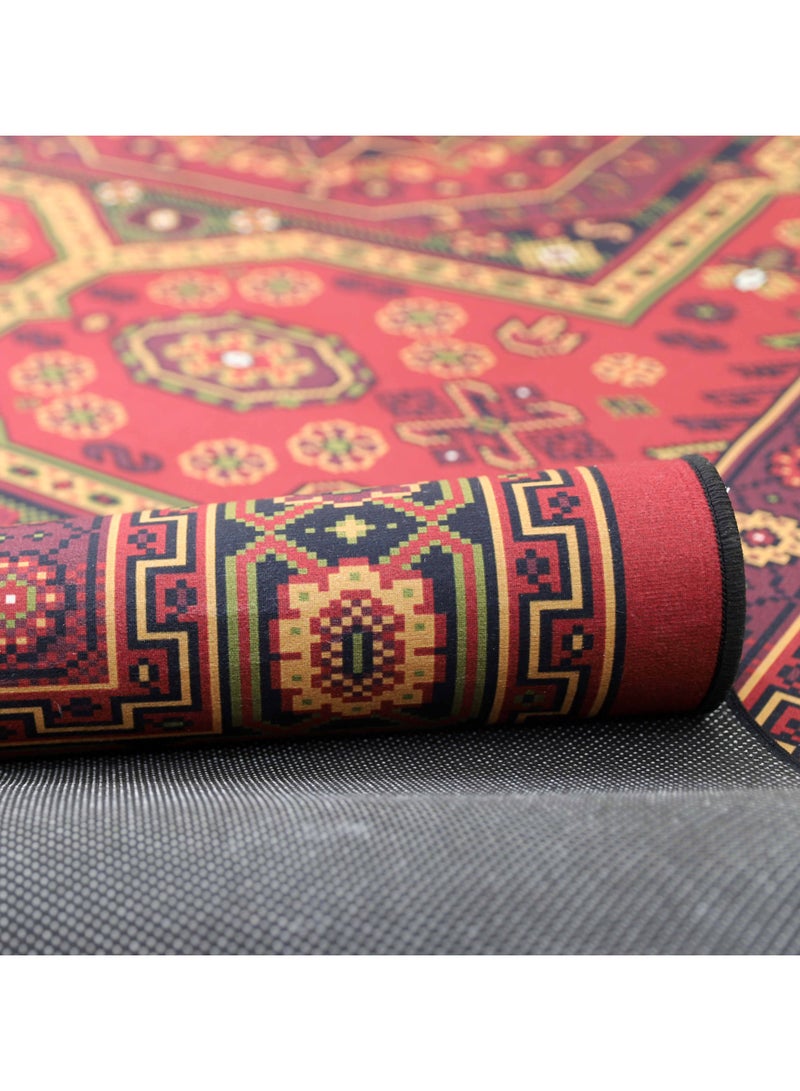 Alkaffary Bashayer Area Rug, Living Room & Majlis Rug, Luxury Heritage Arabic Design High-Quality Materials, 200X300 cm, Red - Image 4