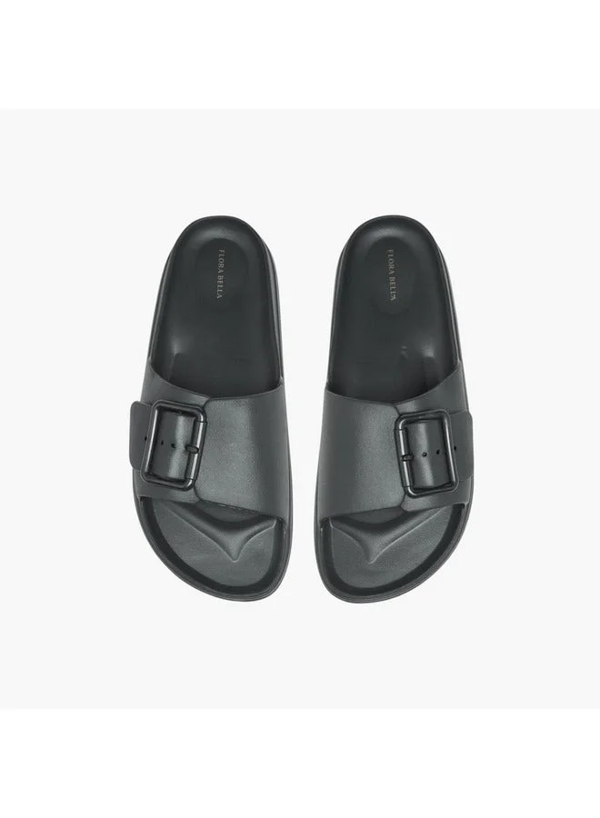 Flora Bella By Shoexpress Women Buckle Detail Slip-On Sandals