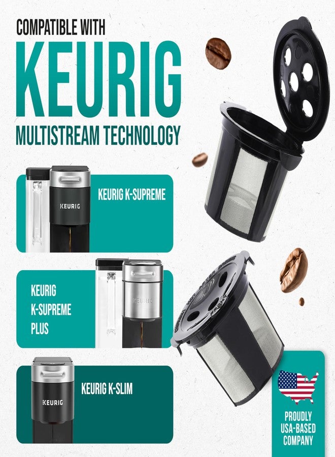 PureHQ Reusable K Cups for Keurig Supreme, K-Supreme Plus and K-Slim by - Refillable Kcup for Keurig Supreme Coffee Maker - MultiStream Coffee Pods Filter - 4 Pack - Image 2