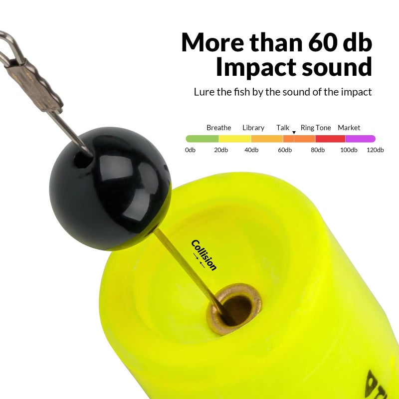 THKFISH Fishing Floats Bobbers Fishing Popping Cork Trout Float Rig Weighted Popping Floats Cork Trout Floats for Fishing Saltwater 2-7-YELLOW-4PCS - Image 2