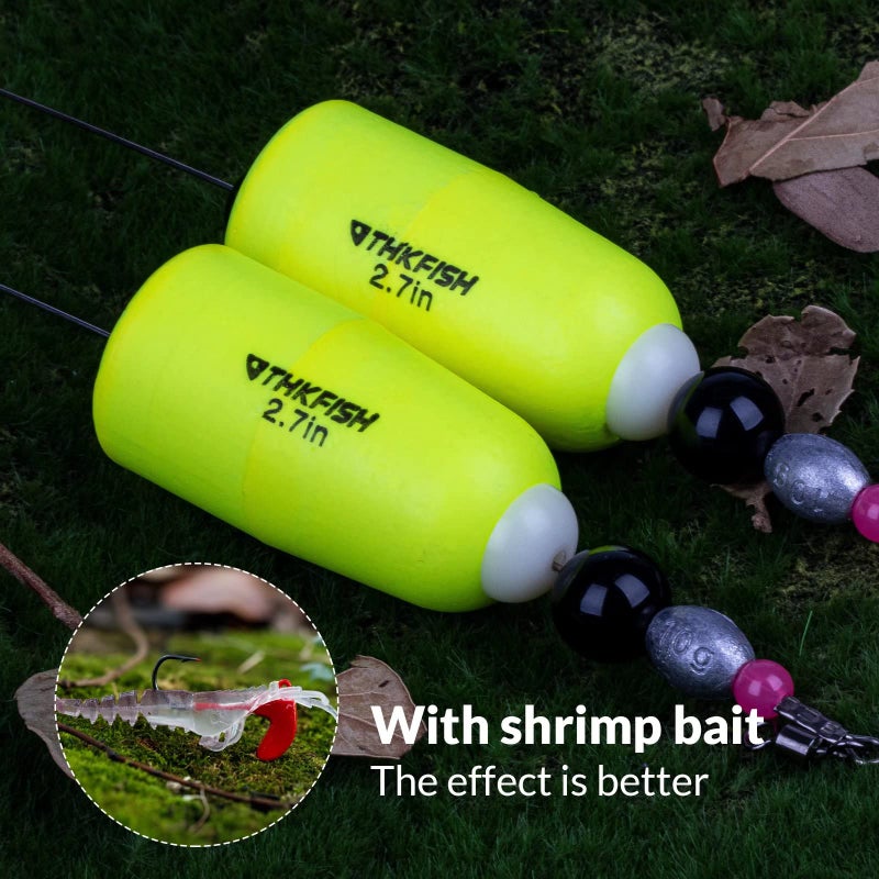 THKFISH Fishing Floats Bobbers Fishing Popping Cork Trout Float Rig Weighted Popping Floats Cork Trout Floats for Fishing Saltwater 2-7-YELLOW-4PCS - Image 5