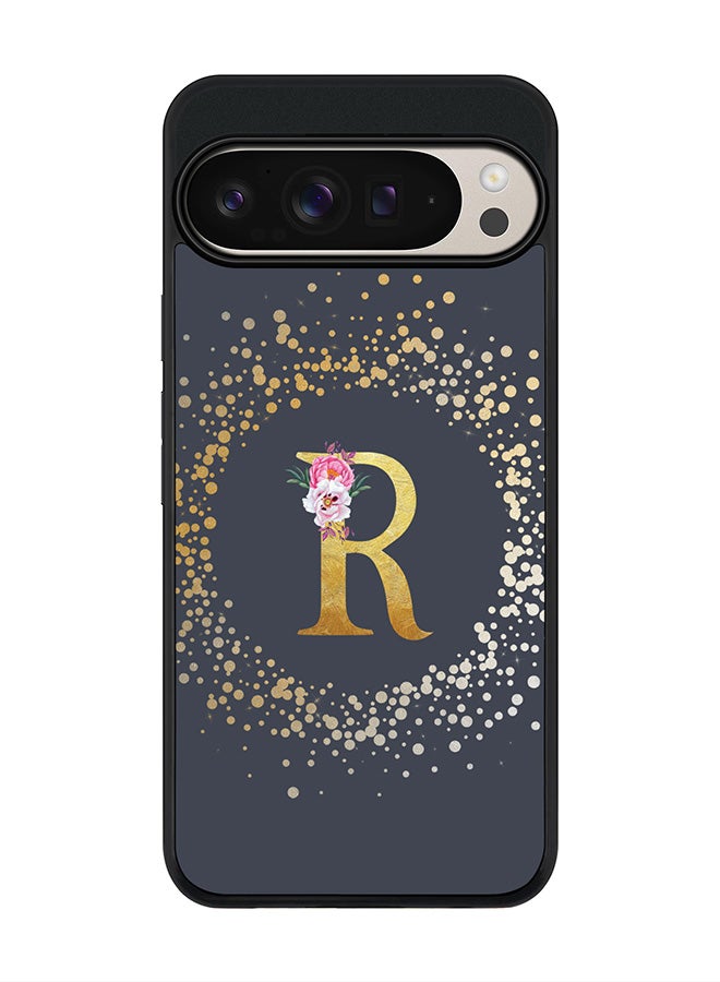 Stylizedd For Google Pixel 9 Pro XL Case,Slim fit Camera Protection, Shockproof Thin Phone cover - Custom Monogram Floral - R (Grey ) - Image 1