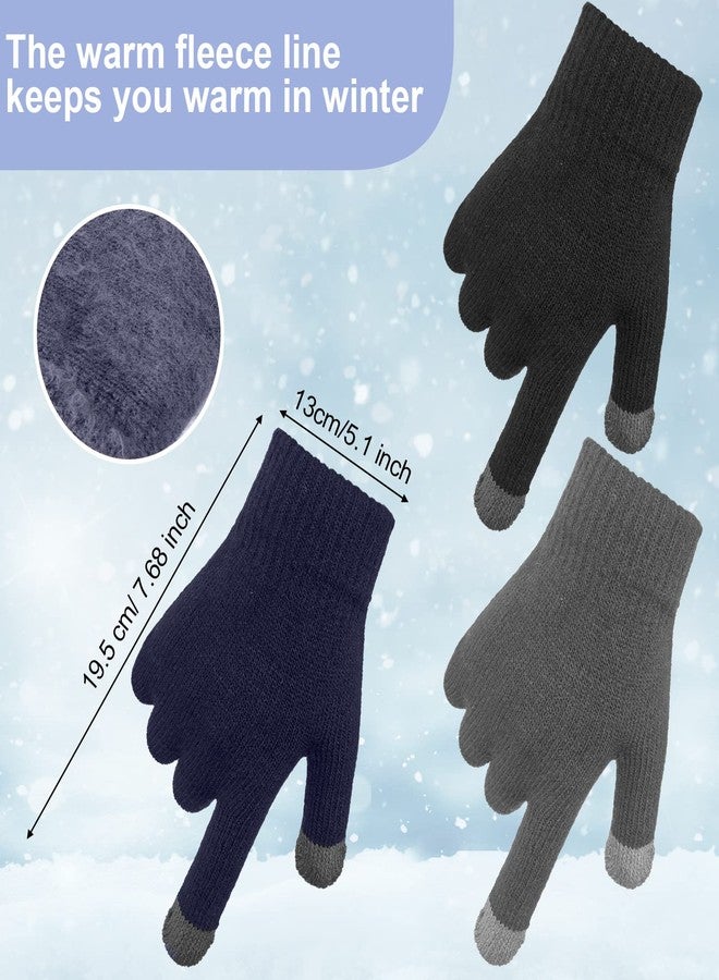 جاجيلي طقم جاغلي الشتوي للأطفال مكون من 9 قطع: قبعة وقفازات ووشاح، قبعة صوفية محبوكة للأطفال الصغار، وشاح دافئ لتدفئة الرقبة، وقفاز يعمل باللمس للأطفال من سن 5 إلى 14 سنة (النمط 1، أسود، كحلي، رمادي). - Image 3