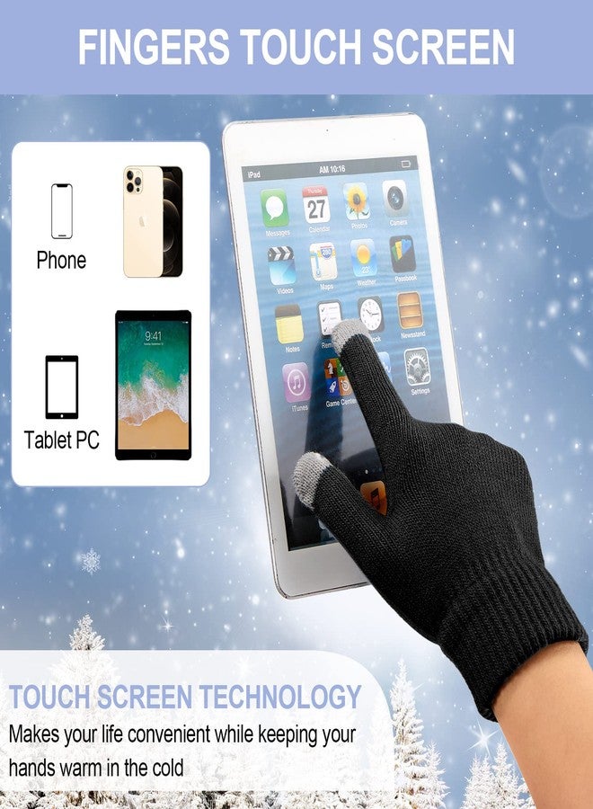 جاجيلي طقم جاغلي الشتوي للأطفال مكون من 9 قطع: قبعة وقفازات ووشاح، قبعة صوفية محبوكة للأطفال الصغار، وشاح دافئ لتدفئة الرقبة، وقفاز يعمل باللمس للأطفال من سن 5 إلى 14 سنة (النمط 1، أسود، كحلي، رمادي). - Image 4