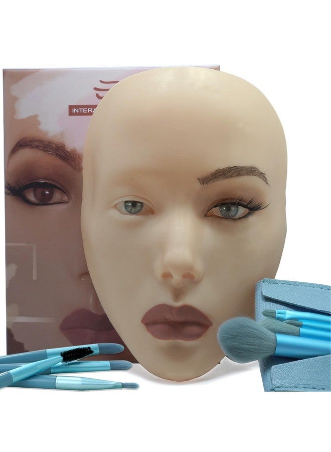 getpuchra 5D Makeup Practice Face Board, Silicone Makeup Mannequin Face, Reusable Beginner Practice Eye Makeup Face, Eye Fake Silicone, Makeup Artist Full Face Practice Eyelash Eye Shadow Eyeliner Pen Simulatio - Image 1