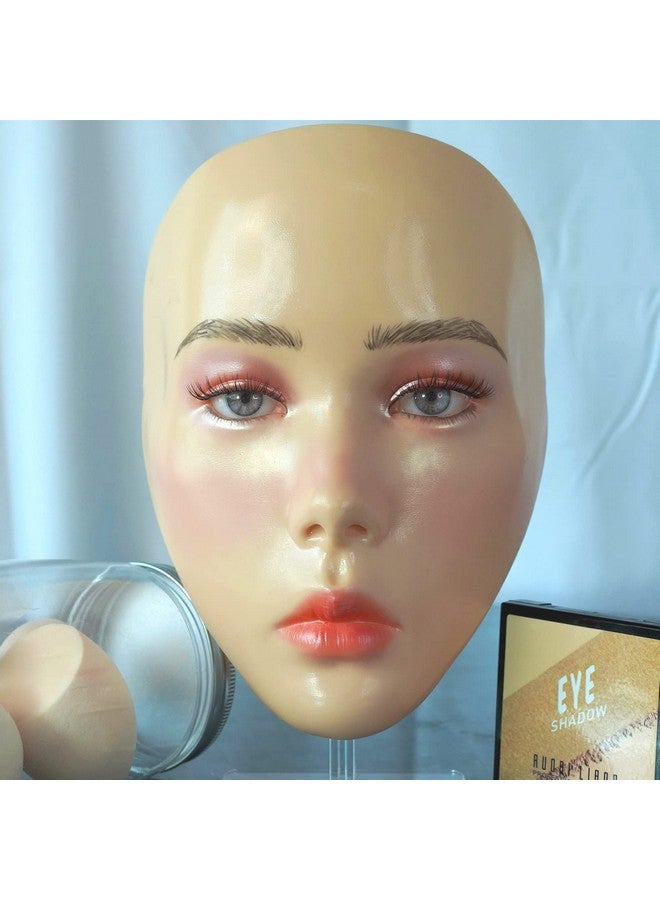 getpuchra 5D Makeup Practice Face Board, Silicone Makeup Mannequin Face, Reusable Beginner Practice Eye Makeup Face, Eye Fake Silicone, Makeup Artist Full Face Practice Eyelash Eye Shadow Eyeliner Pen Simulatio - Image 2