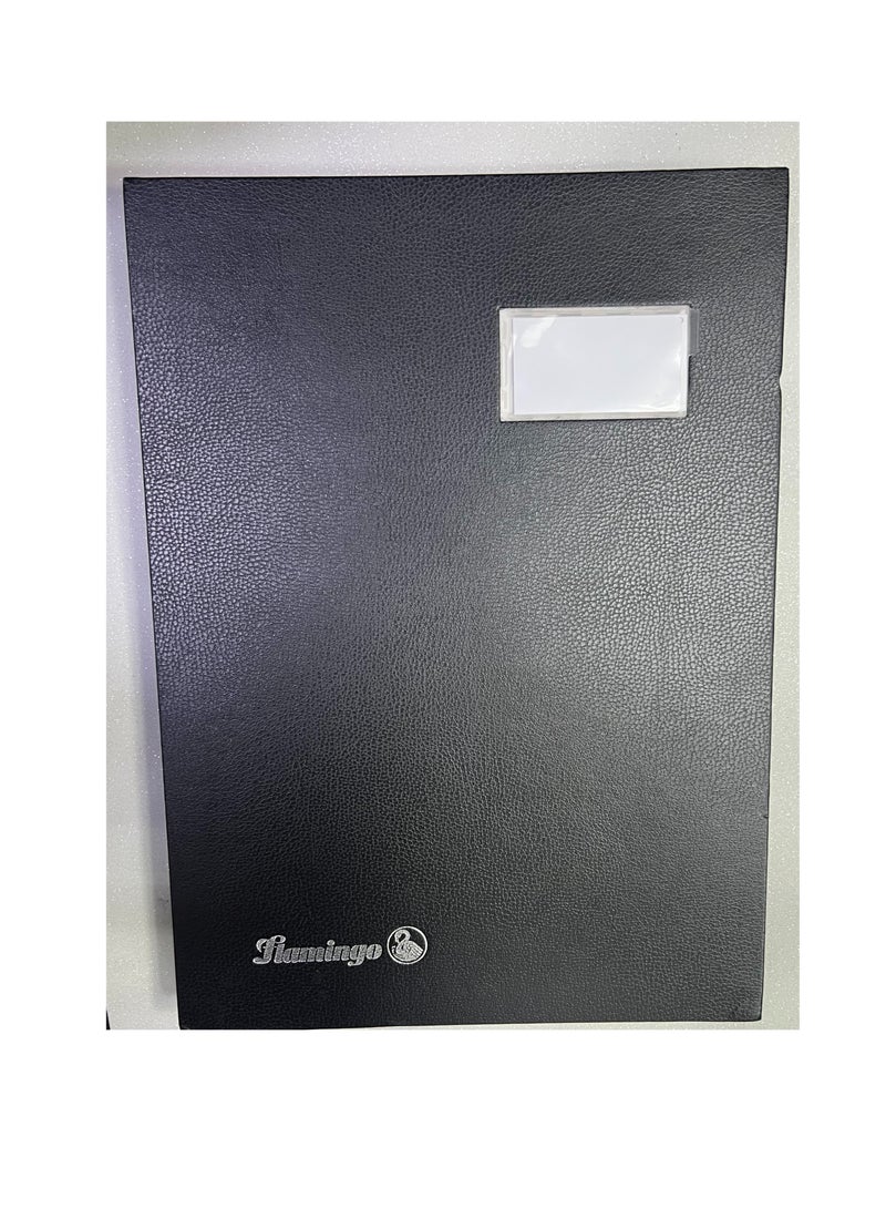 Flamingo كتاب التوقيع، غلاف من مادة PVC، 12 ورقة، لون أسود، لون أسود، 240 × 340 مم - Image 2