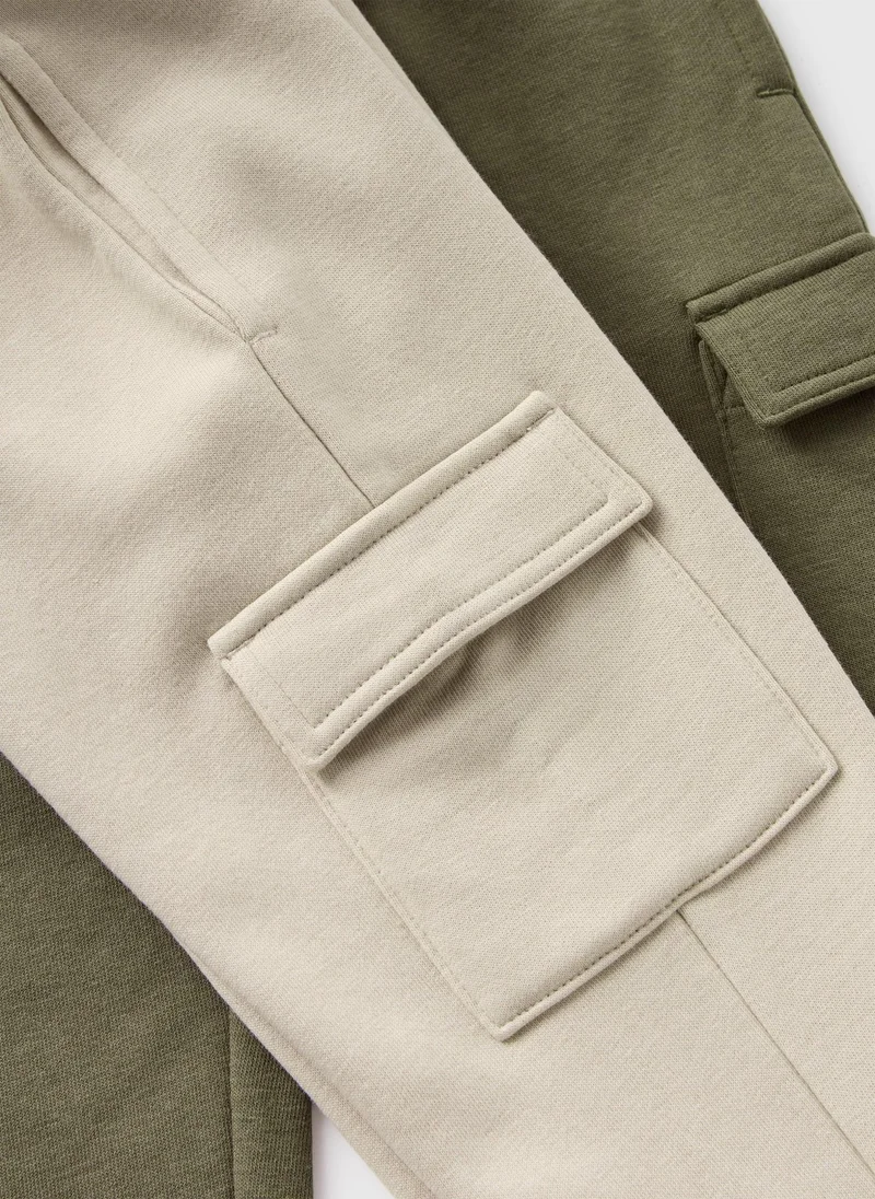 Matalan 2 Pack Boys Khaki & Stone Cargo Jogging Bottoms