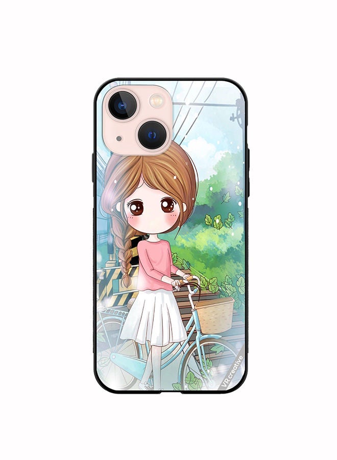VR CREATIVE Protective Case Cover For Apple iPhone 14 Girl With Cycle Design Multicolour - Image 1