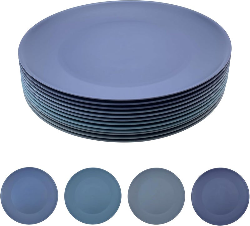 WEXINHAO Plastic Dinner Plates Reusable Unbreakable Salad Plates 10 inch set of 12 BPA Free Dishwasher  Microwave Safe Party Plate for Kids Kitchen Camper Outdoor Grey Stone - Image 1