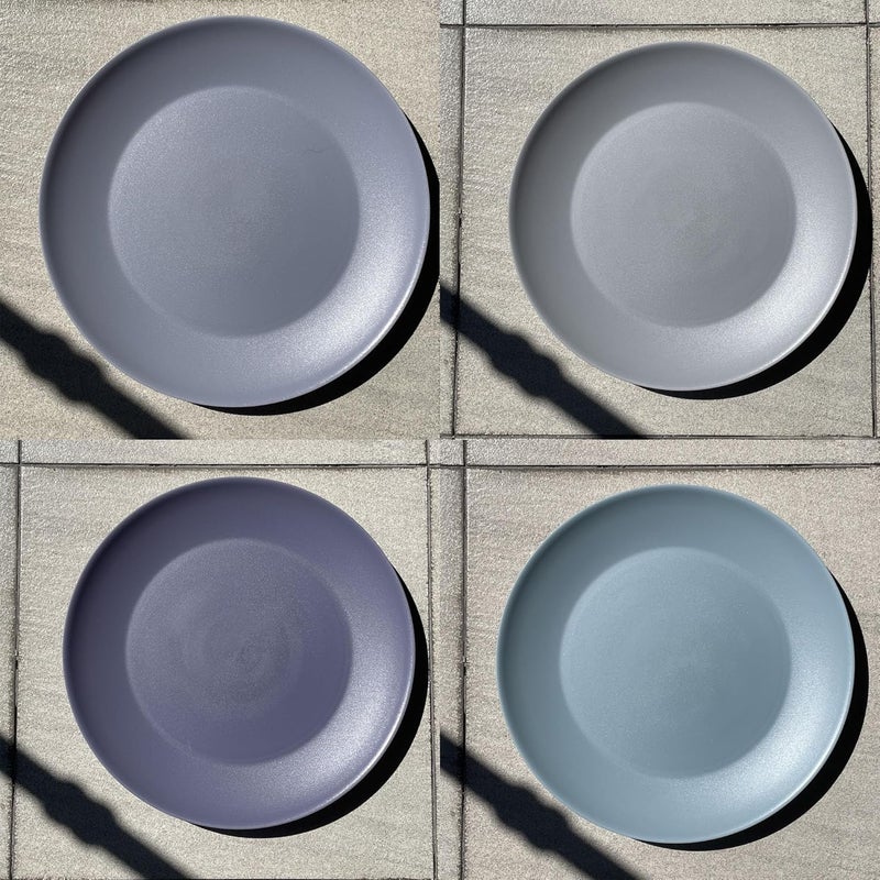 WEXINHAO Plastic Dinner Plates Reusable Unbreakable Salad Plates 10 inch set of 12 BPA Free Dishwasher  Microwave Safe Party Plate for Kids Kitchen Camper Outdoor Grey Stone - Image 2