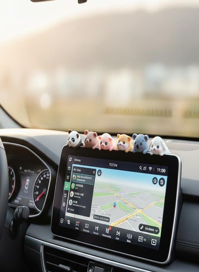 Suny Smiling 6Pcs Cute Animal Screen Buddy Monitor Decor - 3D Resin Computer Monitor Decorations/PC Decor for Desk Car Dashboard Home Office Decoration - Image 3