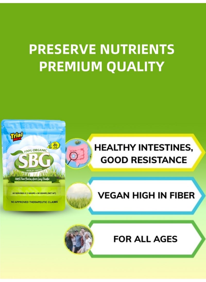  إس بي جي مسحوق عشب الشعير العضوي 80 غرام طبيعي نما في أستراليا لدعم الصحة اليومية - Image 5
