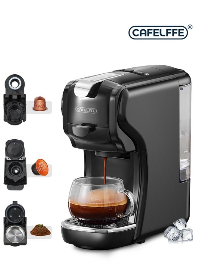Cafelffe 3-in-1Capsule Coffee Machine,1450W Powerful Espresso Coffee Machine with 600ML Detachable Water Tank,Espresso Coffee Maker with 20 Bar Automatic Steam Pressure Pump for Nes Original Capsule, DG Capsule and and Coffee Powder,Black - Image 1