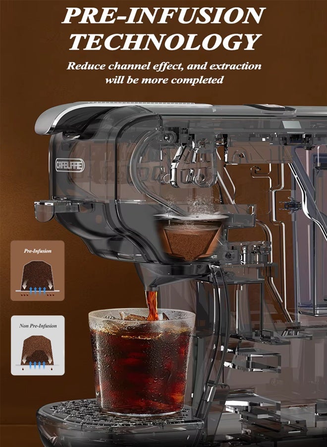 Cafelffe 3-in-1Capsule Coffee Machine,1450W Powerful Espresso Coffee Machine with 600ML Detachable Water Tank,Espresso Coffee Maker with 20 Bar Automatic Steam Pressure Pump for Nes Original Capsule, DG Capsule and and Coffee Powder,Black - Image 5