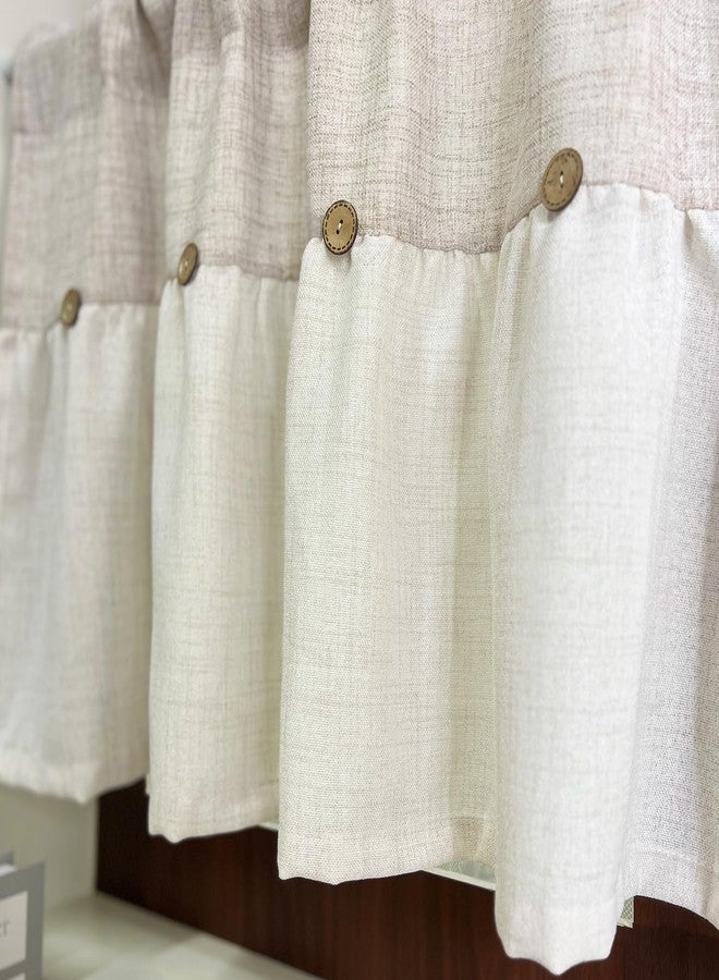 AiFMQQ Farmhouse Boho Linen Button Valance for Kitchen Window Dining Room Rustic Cafe Cotton Valance for Small Windows Bathroom Bedroom Vintage Macrame Valances Rod Pocket 1 Panel (Beige,W39 L20 inch) - Image 4