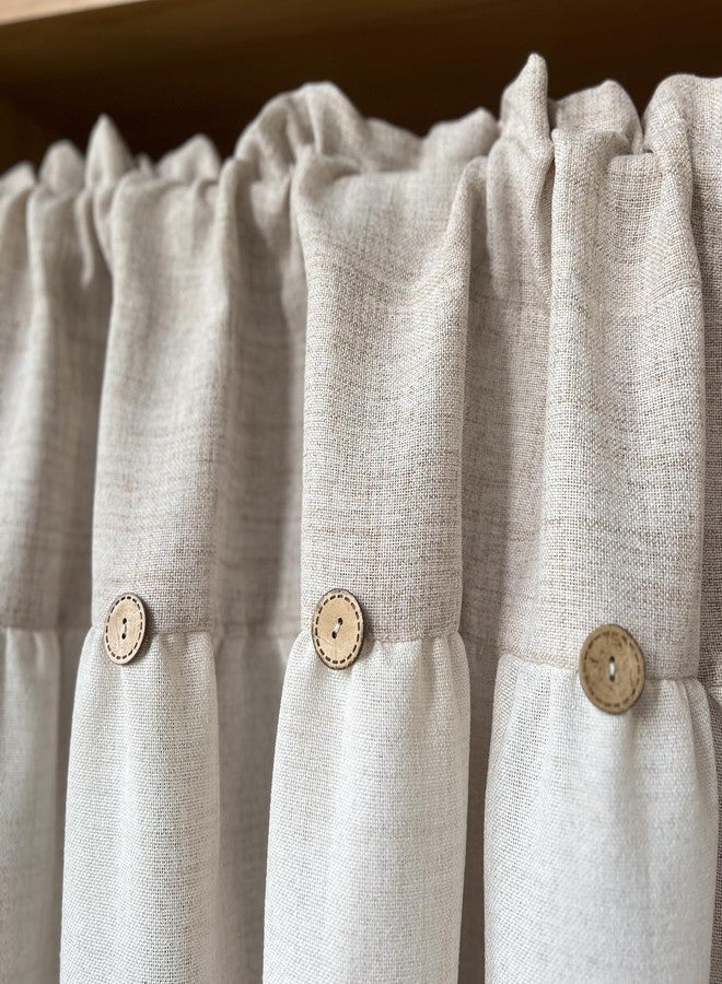 AiFMQQ Farmhouse Boho Linen Button Valance for Kitchen Window Dining Room Rustic Cafe Cotton Valance for Small Windows Bathroom Bedroom Vintage Macrame Valances Rod Pocket 1 Panel (Beige,W39 L20 inch) - Image 5