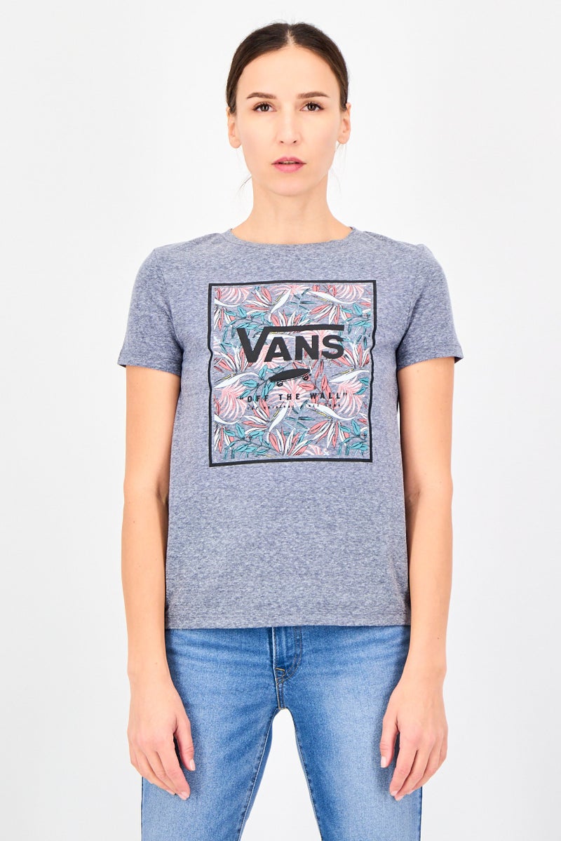 VANS Women Crew Neck Short Sleeve Graphic Print T-Shirt, Grey - Image 1
