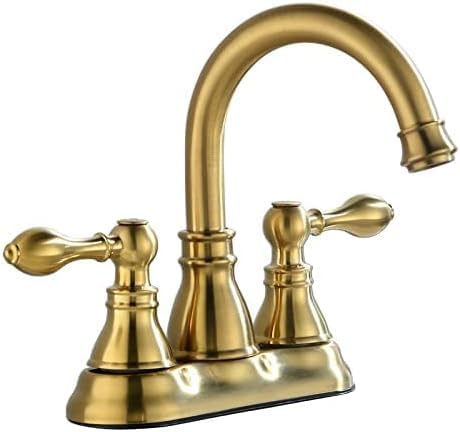 Derengge Two Handle Bathroom Sink Faucet 3 Hole With Overflow Pop Up Drain  360 Swivel Spout 4 Inch Centerset Lavatory Faucet Without Water Supply Lines F-4501-Cs - Image 1