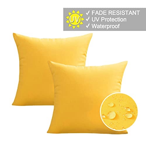 VAKADO Outdoor Waterproof Throw Pillow Covers 18X18 Set of 2 Decorative Yellow Patio Furniture Summer Cushion Cases Outside Decor for Couch Garden Bench Porch - Image 3