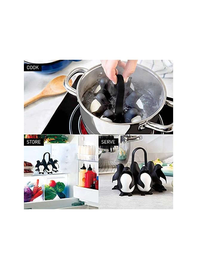 Delfino Multifunctional Egg-Boiler Store and Serve Egg Holder, DELFINO Penguin-Shaped Boiled Egg Cooker for Making Soft or Hard Boiled Eggs Holds 6 Eggs for Easy Cooking and Fridge Storage - Image 4