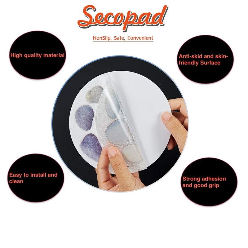 Secopad Non Slip Bathtub Stickers, 10 PCS Large Cobblestone Adhesive Anti Slip Decal Treads for Shower and Bath Tub with Premium Scraper - Image 2