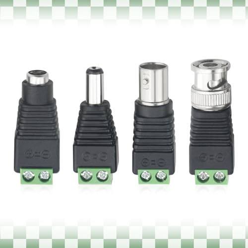 WMYCONGCONG 20 PCS 2.1x5.5mm Female and Male DC Power Adapter Connector + 20 PCS Camera Video BNC Male and Female Balun Connector for Coax Cat5 CCTV - Image 5