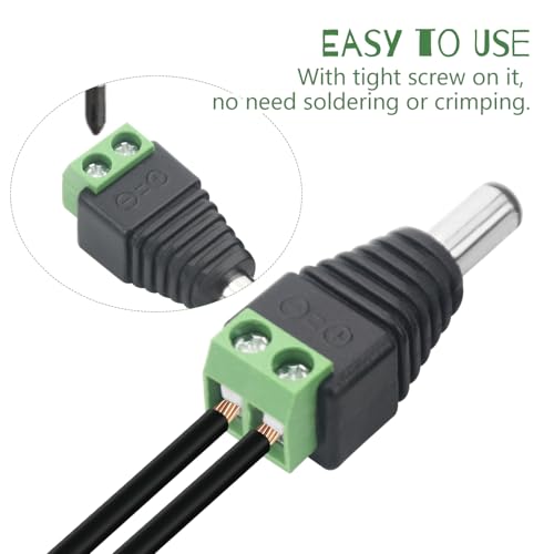 WMYCONGCONG 20 PCS 2.1x5.5mm Female and Male DC Power Adapter Connector + 20 PCS Camera Video BNC Male and Female Balun Connector for Coax Cat5 CCTV - Image 4