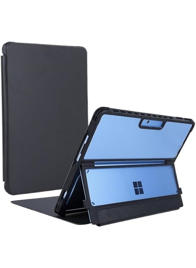 Compatible with 13 Inch Microsoft Surface Pro 11 / Pro 10 / Pro 9,Multi-Angle Stand Rugged Clear Leather Protective Cover,Compatible with Type Cover Keyboard  - Image 1