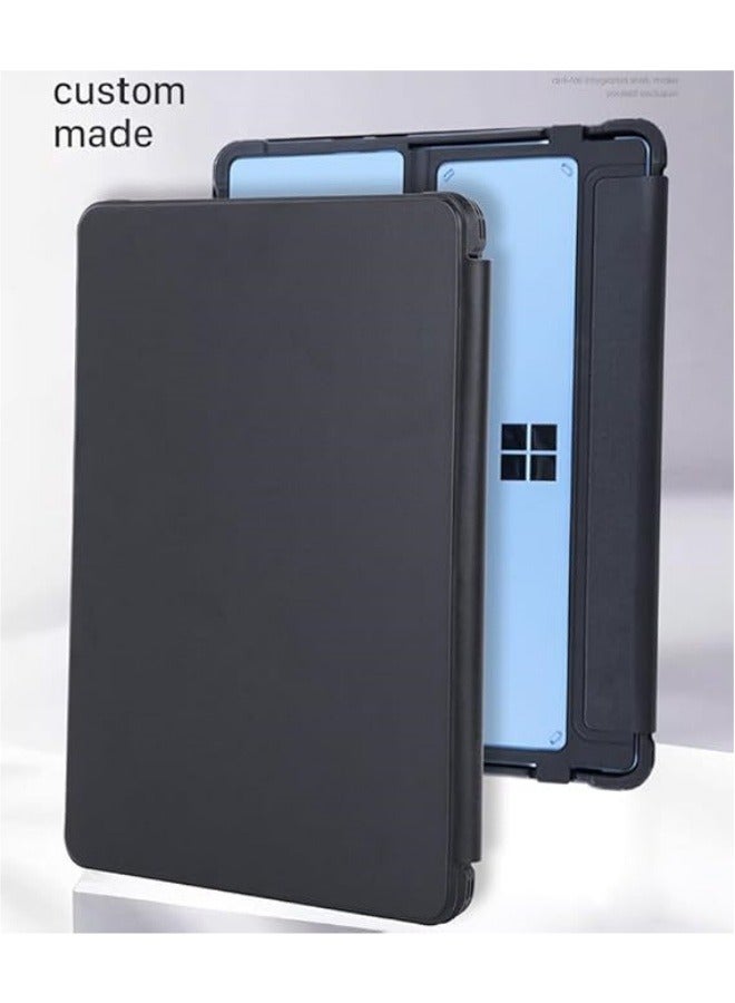 Compatible with 13 Inch Microsoft Surface Pro 11 / Pro 10 / Pro 9,Multi-Angle Stand Rugged Clear Leather Protective Cover,Compatible with Type Cover Keyboard