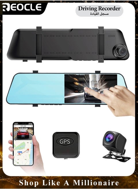 2K Mirror Dash Cam Backup Camera 1080P Full HD Smart Rearview Mirror with Night Vision & Parking Assistance Front and Rear View Dual Cameras for Cars & Trucks