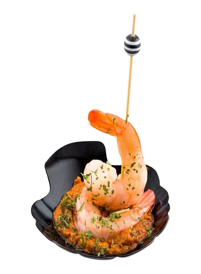 ريستورنت وير أطباق مقبلات بلاستيكية سوداء متينة على شكل صدفة، مقاس 3.3 بوصة، مثالية لتقديم المقبلات والوجبات الخفيفة. - Image 1