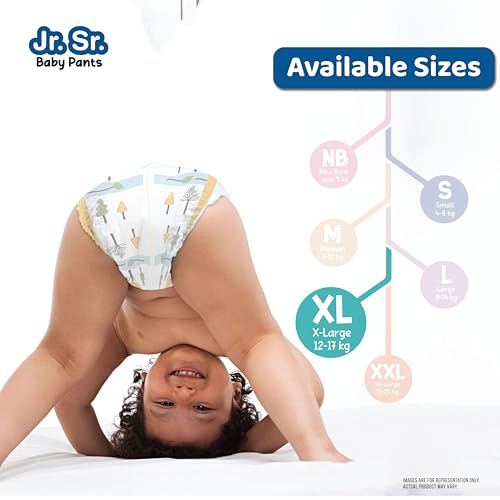Jr. Sr. Baby Diaper Pants | 10-12 hr Absorption with Advanced Leak Protection | Safe For Babies Skin | Soft, Secure & Comfy (XL, 28, count) - Image 5