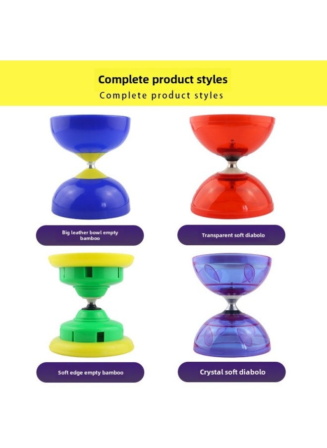 Large Leather Bowl Diabolo Crystal Transparent Soft Rubber Double Live 3 Bearing Diabolo Children Primary And Secondary School Students Adult Tearing Bell-Specifications:Transparent Soft Diabolo Red  - Image 5